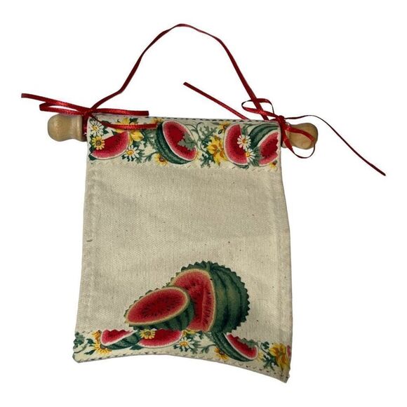 Vintage Miniature Rolling Pin With Cloth Watermelon Wall Hanging Art Door Decor - Picture 1 of 4